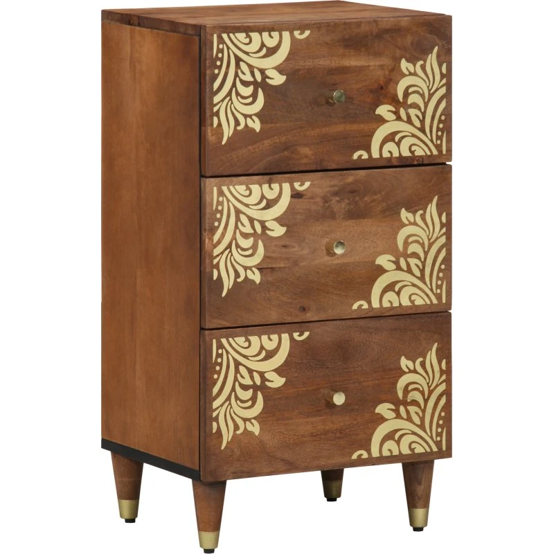 vidaXL Sideboard med skuffe Brun 40 x 33 x 75 cm, massivt mangotræ