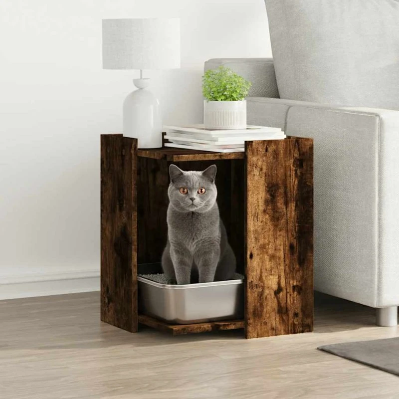 vidaXL Toiletskjuler Kattebakke 42x42x51 cm Røget Eg