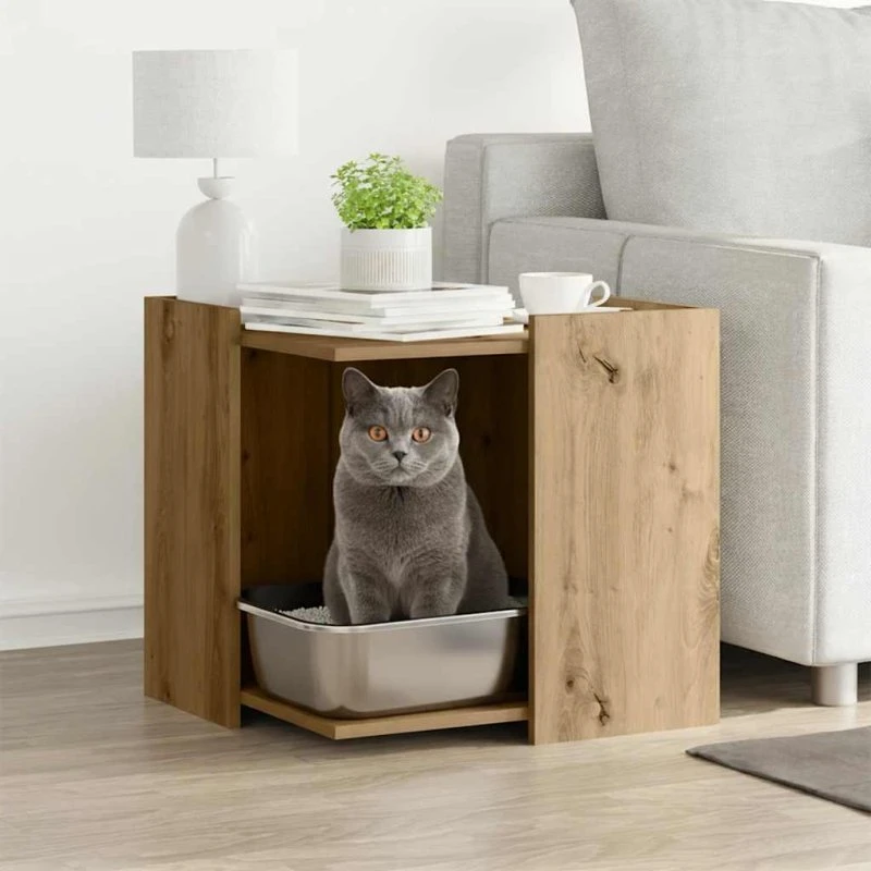 vidaXL Toiletskjul Kattebakke 53x53x51 cm Konstrueret Træ Kunsteg