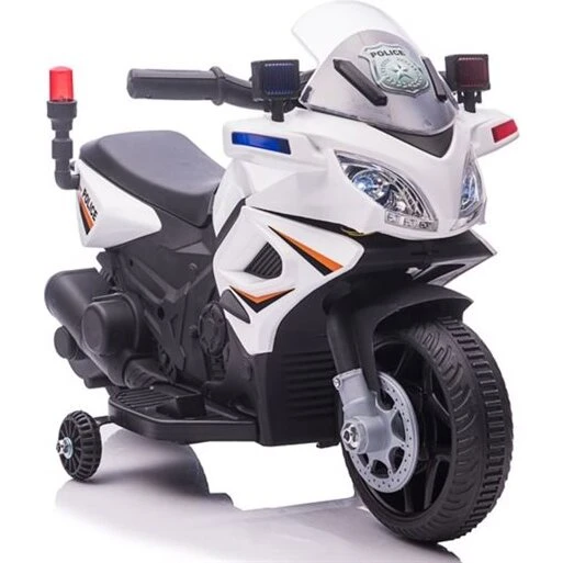 Azeno Politi-motorcykel 6V – hvid