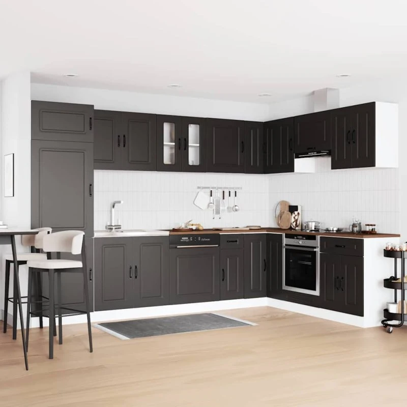 vidaXL Køkkenskab Kalmar 2-del 80x46x81,5 cm Sort Konstrueret Træ
