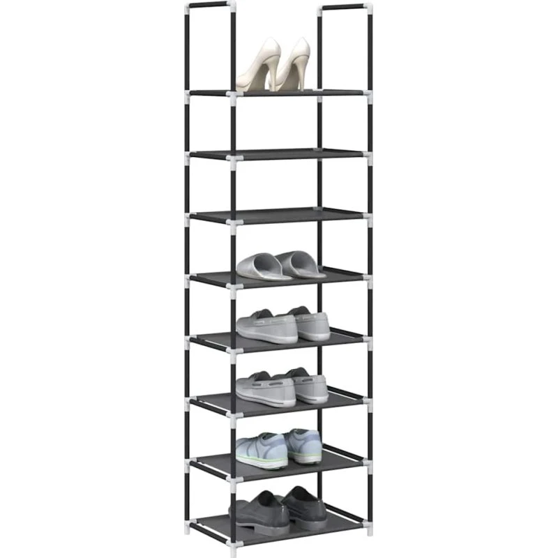 vidaXL Skostativ 8-Etagers 44x28x145 cm Sort