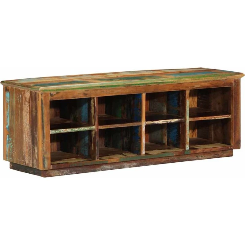 vidaXL Sko skab Brun 110 x 35 x 40 cm med hylde, massivt genbrugstræ