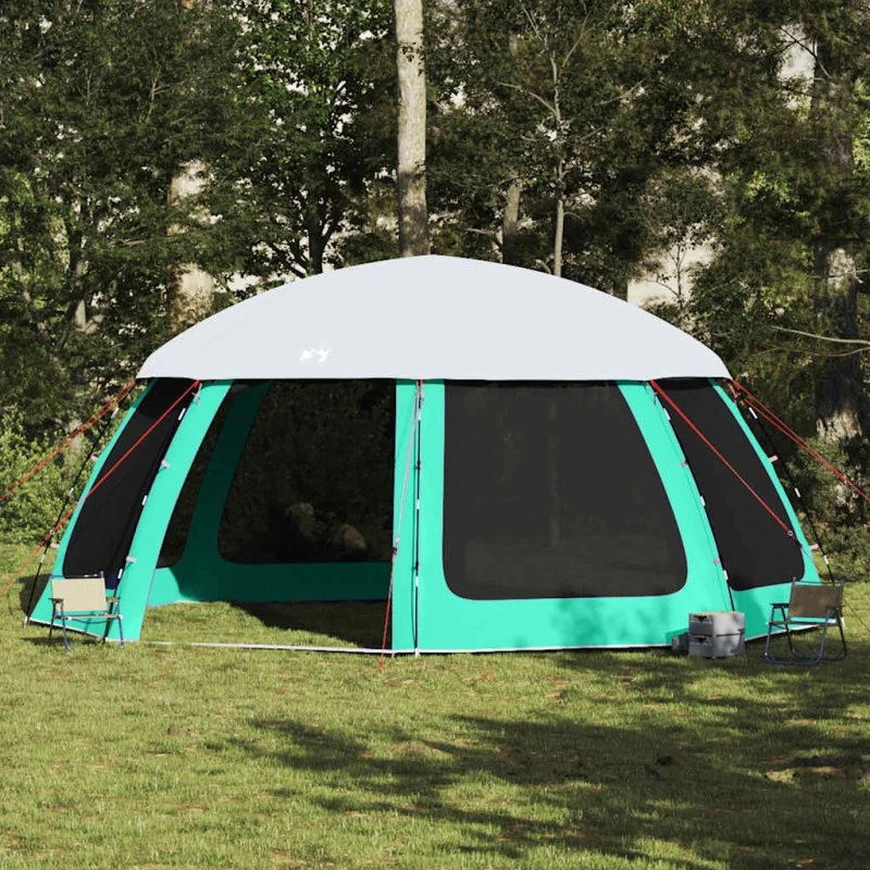 vidaXL Pooltelt 612x612 cm havgrøn med flue og netvægge