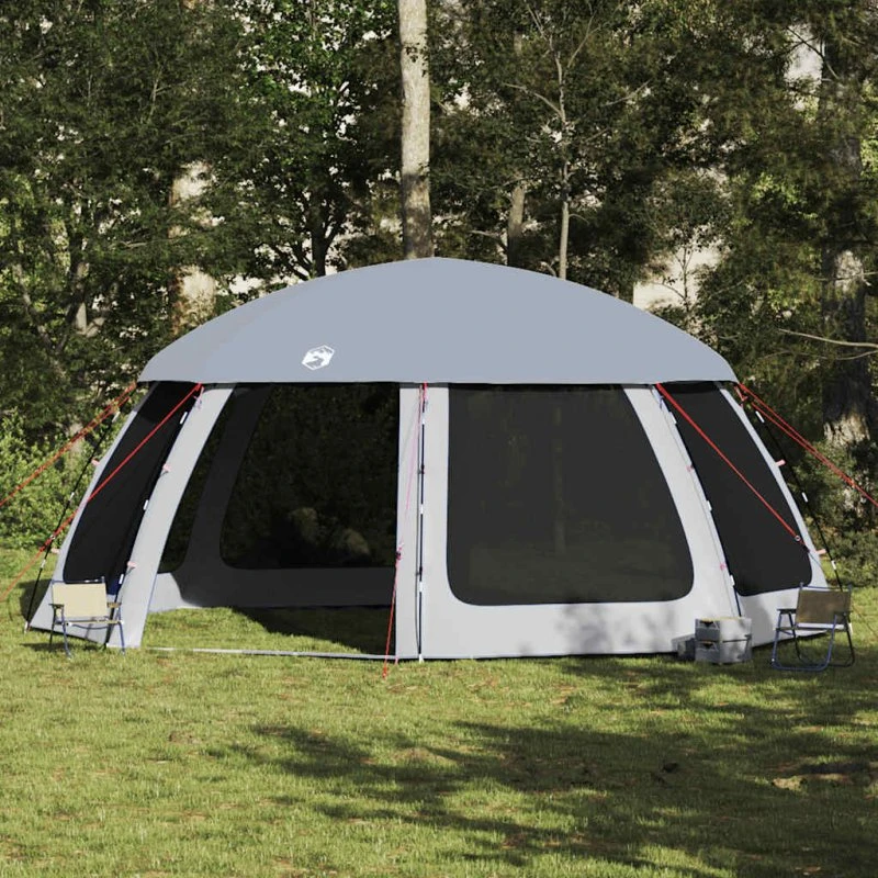 vidaXL Pooltelt 612x612 cm med aftagelig flue og netvægge, grå