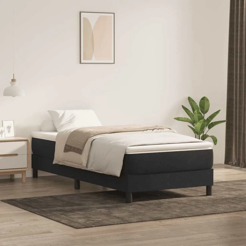 vidaXL Kontinentalseng med fløjlsmadras 80x220 cm sort