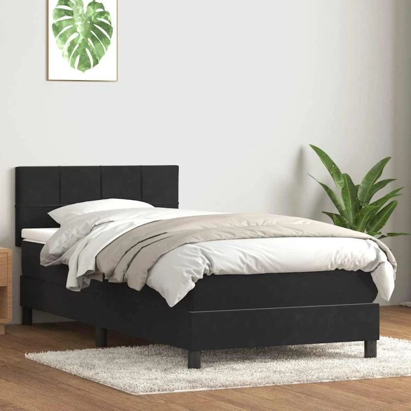 vidaXL Kontinentalseng 90x210 cm med fløjlsmadras, sort