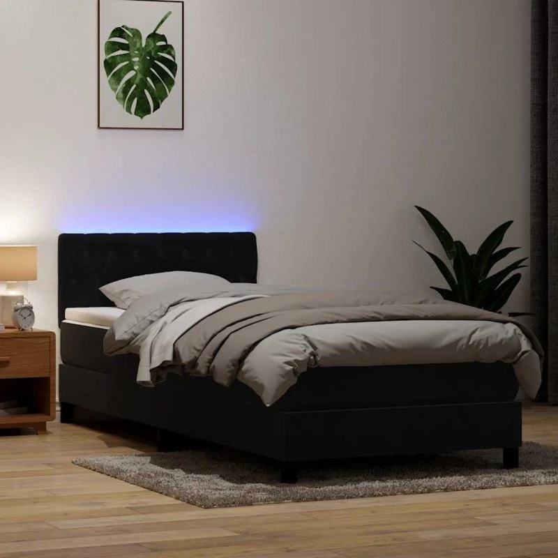 vidaXL Kontinentalseng 80x220 cm med LED-lys og fløjlsmadras