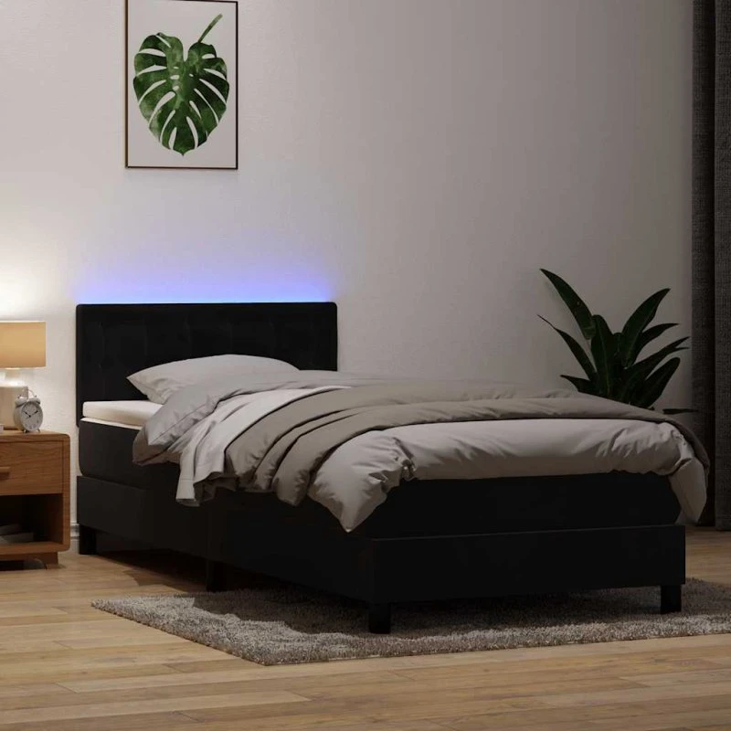 vidaXL Kontinentalseng 90x210 cm med LED-lys og fløjlsmadras