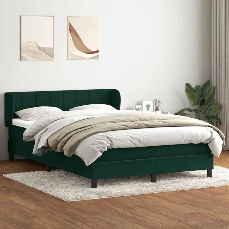 vidaXL Kontinentalseng 160x220 cm med fløjlsmadras mørkegrøn