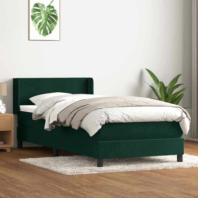 vidaXL Kontinentalseng med Madras Mørkegrøn 80x220 cm Fløjl