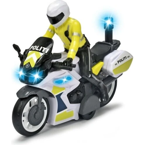 Dickie Yamaha politimotorcykel med politifigur, lys og sirene (17 cm)