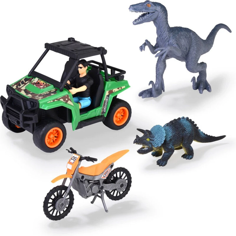 Dickie Toys Dino Tracker legesæt (2 dinos, 2 køretøjer)