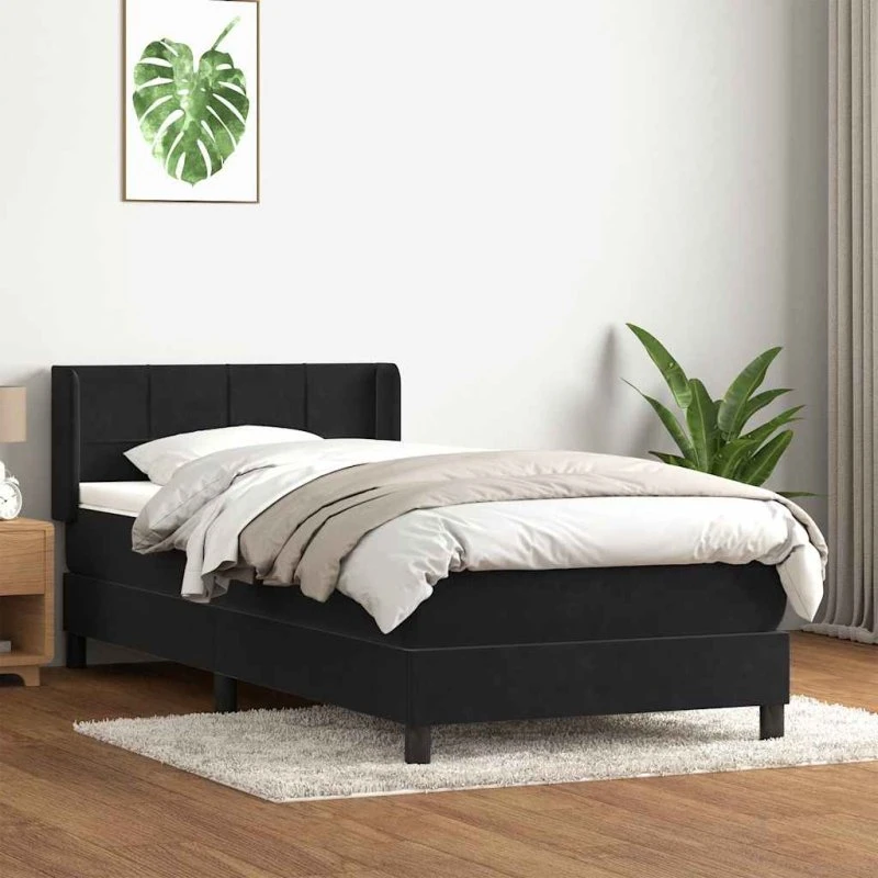 vidaXL Kontinentalseng med fløjlsmadras 80x220 cm, sort
