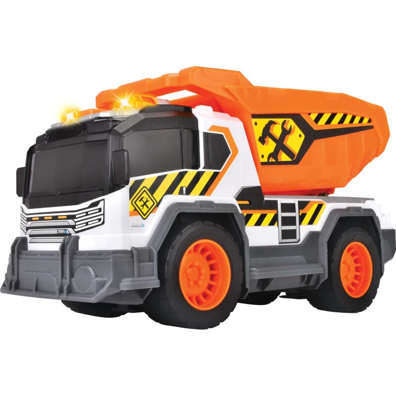Dickie Toys Dump Truck 30 cm, orange, lys & lyd