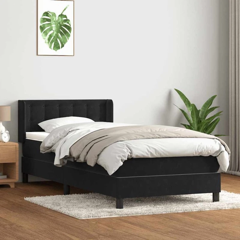 vidaXL Kontinentalseng med fløjlsmadras 80x220 cm, sort