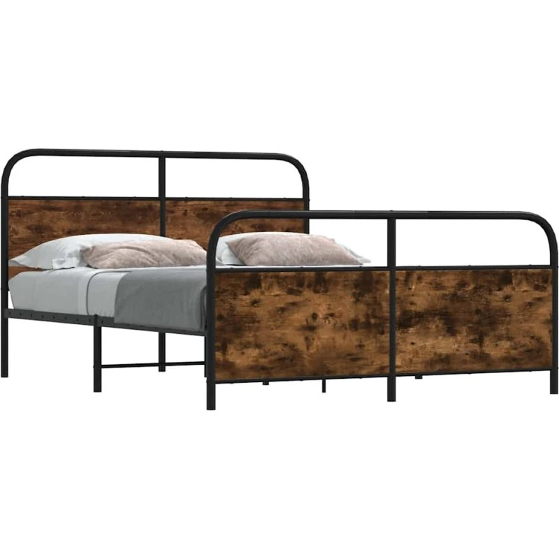 vidaXL Sengeramme 183x213 cm Metal Røget Egetræsfarve