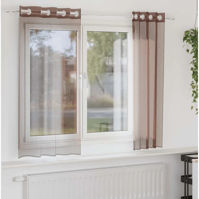 vidaXL Voile-Gardiner med Øskner 2 stk. 140x175 cm Brun