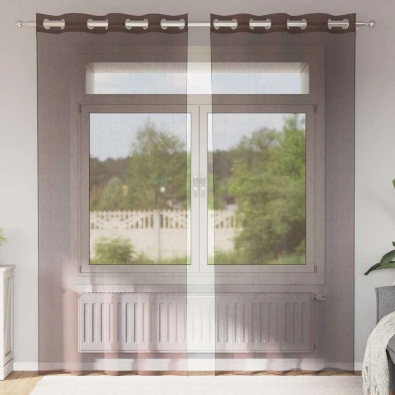 vidaXL voile-gardiner med øskner 2 stk. 140x245 cm brun
