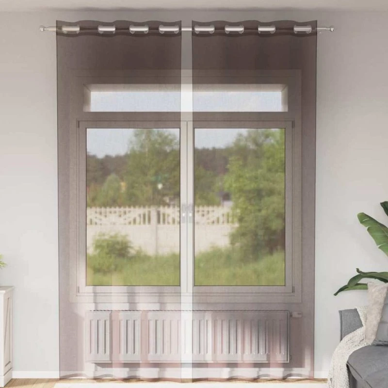 vidaXL Voile-Gardiner med Øskner 2 stk. 140x260 cm Brun