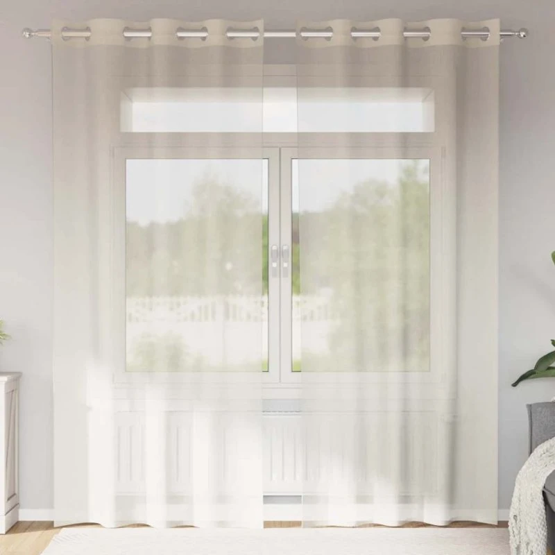 vidaXL Voile-Gardiner med Øskner 2 stk. 140x225 cm Creme