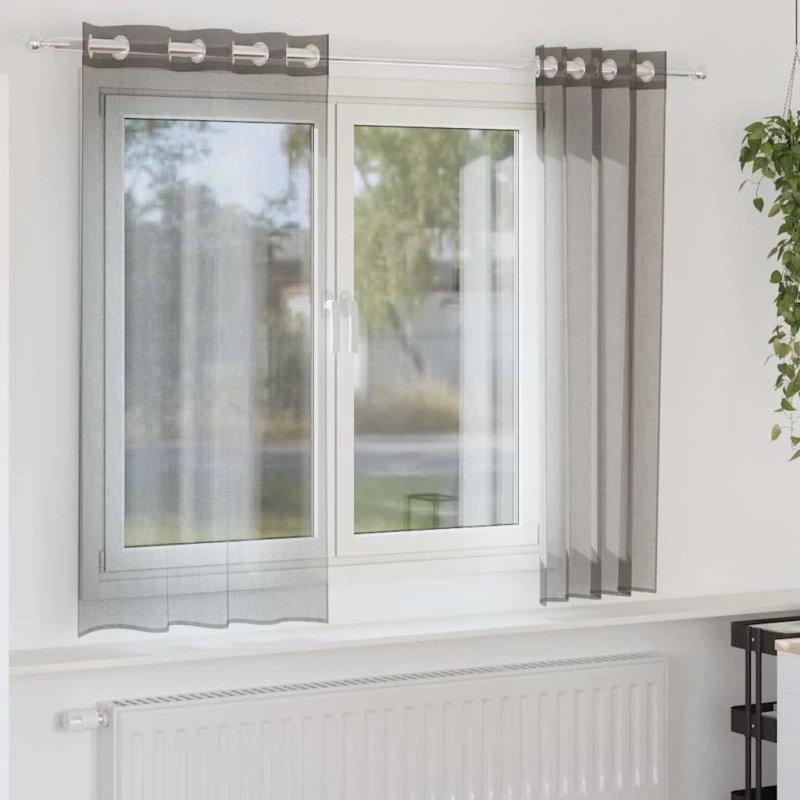 vidaXL Voile-Gardiner med Øskner 2 stk. 140x140 cm Mørkegrå