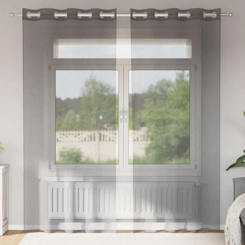 vidaXL Voile-Gardiner med Øskner 140x225 cm Mørkegrå