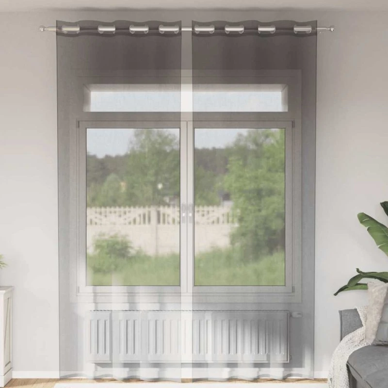 vidaXL Voile-Gardiner med Øskner 2 stk. 140x300 cm Mørkegrå