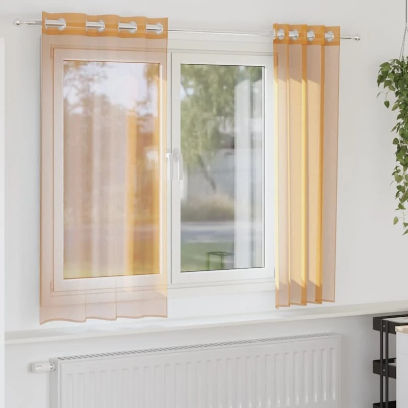 vidaXL Voile-gardiner med øskner 2 stk. 140x175 cm orange