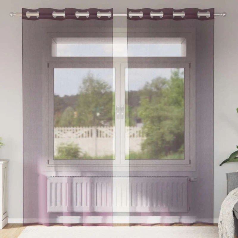 vidaXL Voile-gardiner med øskner 140x225 cm lilla, 2 stk