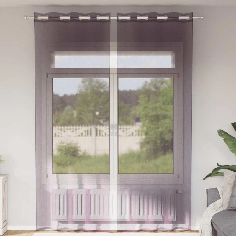 vidaXL Voile-gardiner med øskner 140x260 cm lilla, 2 stk