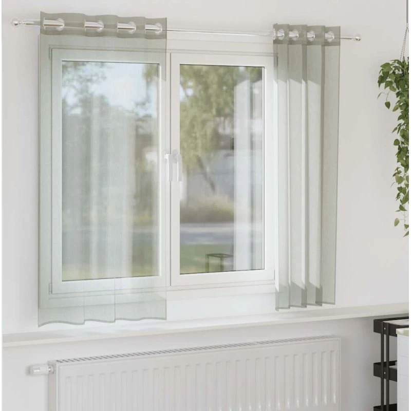 vidaXL Voile-Gardiner med Øskner 2 stk. 140x140 cm Lysegrå