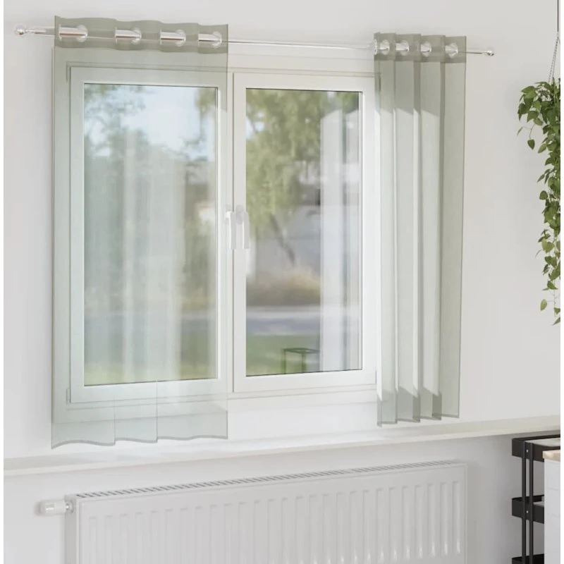 vidaXL Voile-Gardiner med Øskner 140x175 cm Lysegrå (2 stk)