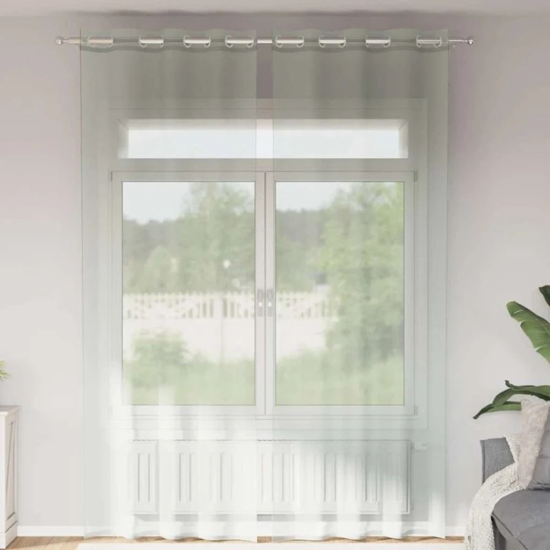 vidaXL Voile-Gardiner med Øskner 140x300 cm Lysegrå (2 stk.)