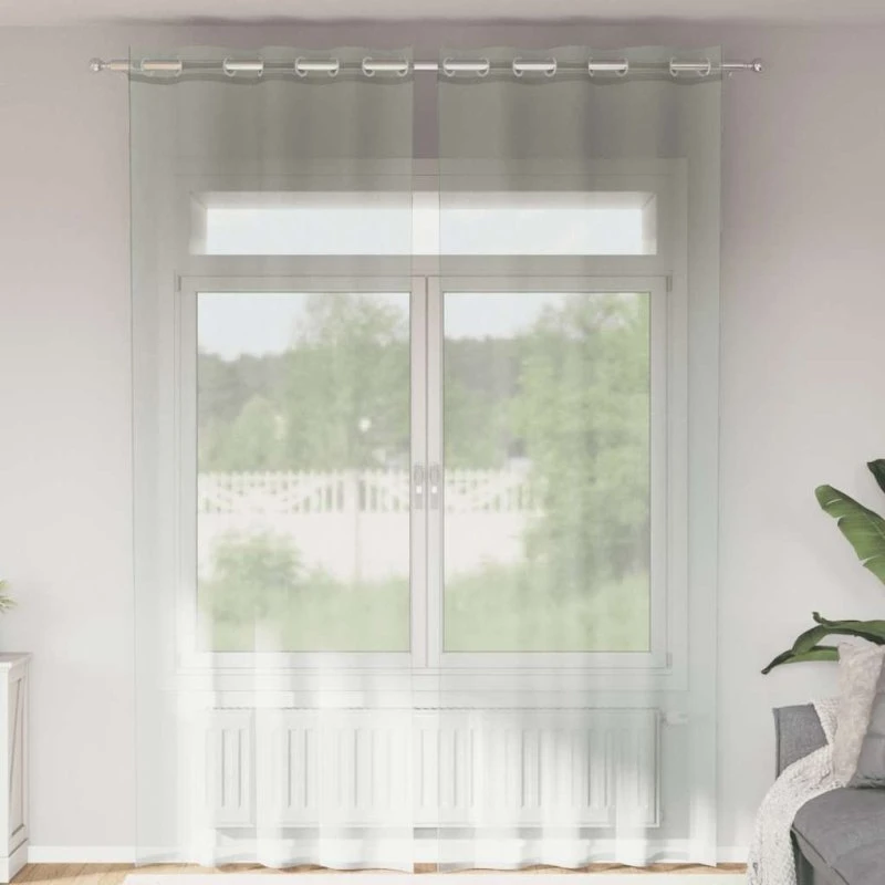 vidaXL Voile-Gardiner med Øskner 140x260 cm Lysegrå (2 stk)