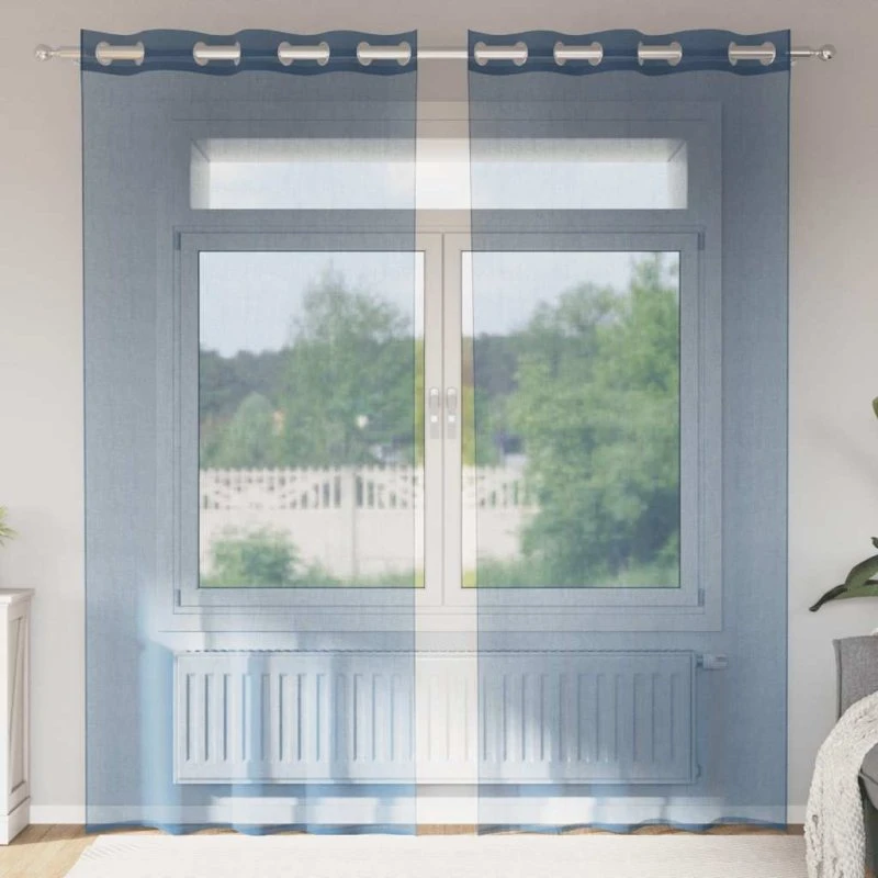 vidaXL Voile-gardiner med øskner 2 stk. kongeblå 140 x 245 cm