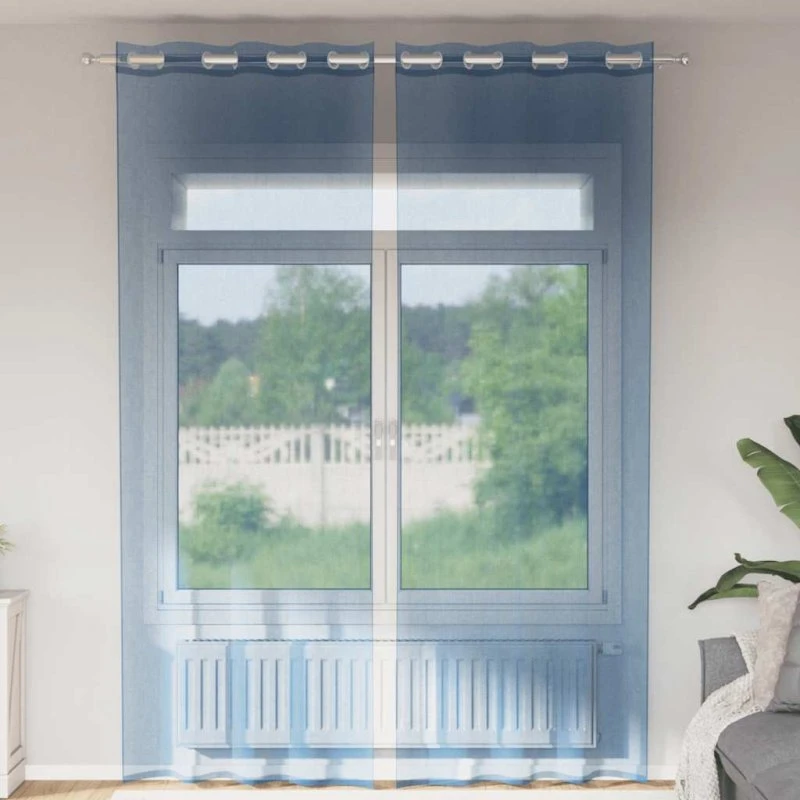 vidaXL Voile-Gardiner med Øskner 2 stk. Kongeblå 140 x 260 cm