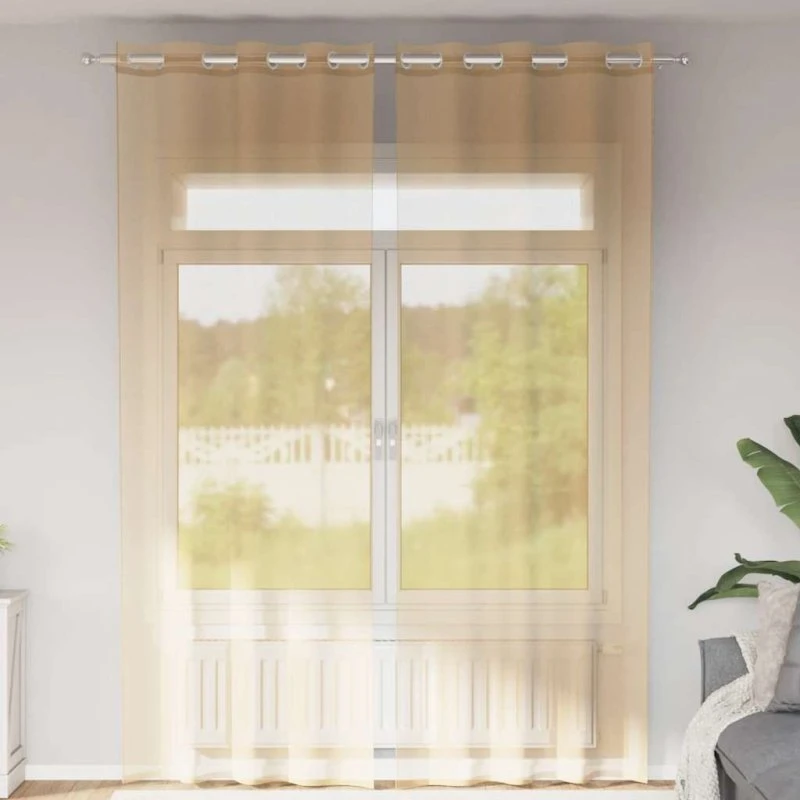 vidaXL Voile-gardiner 2 stk. sandfarvet 140 x 260 cm