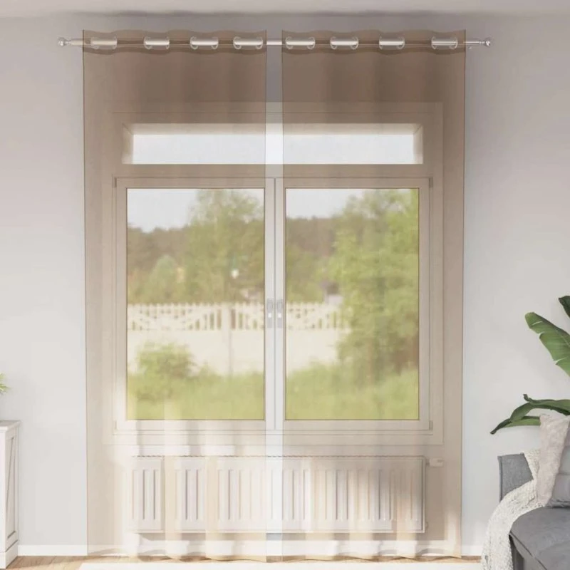 vidaXL Voile-Gardiner med Øskner 2 stk. Lysebrun 140 x 260 cm