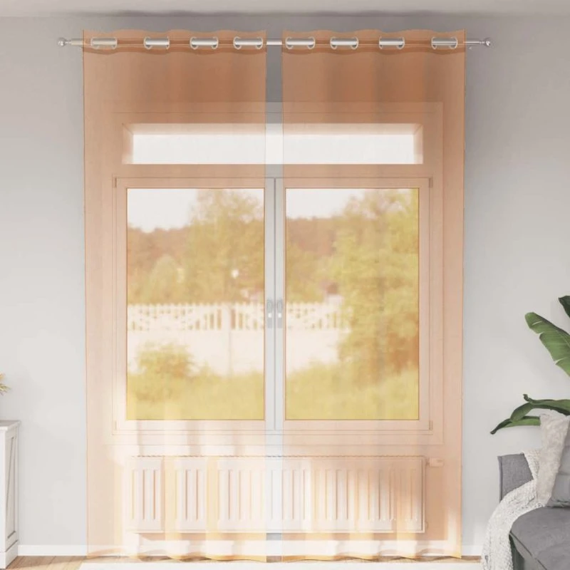 vidaXL Voile-Gardiner med Øskner 2 stk. Terrakotta 140 x 260 cm