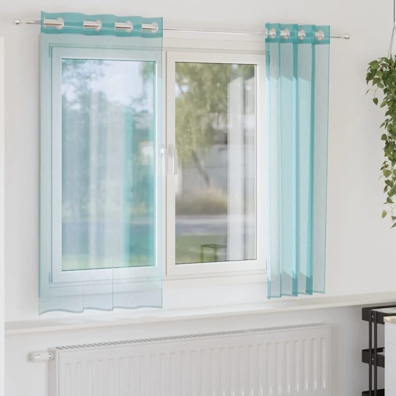vidaXL Voile-gardiner med øskner 2 stk. turkis 140 x 175 cm
