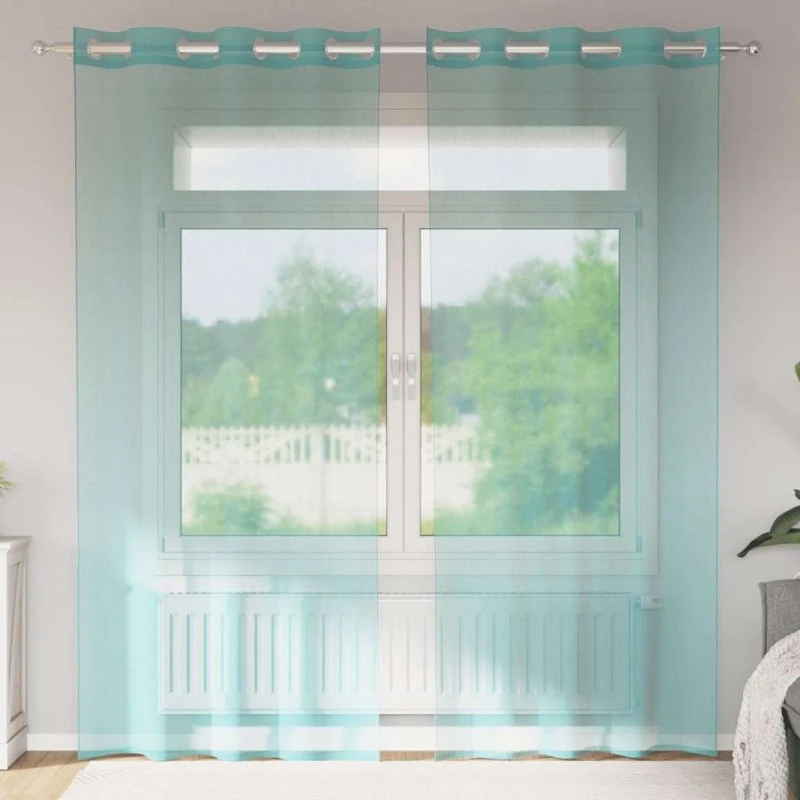vidaXL Voile-gardiner med øskner 2 stk. turkis 140 x 245 cm