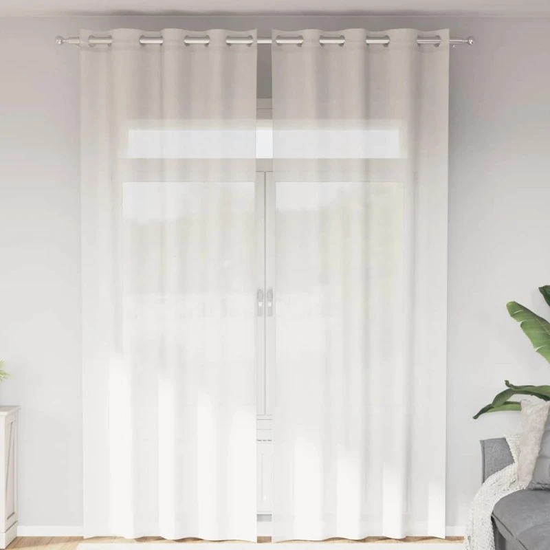 vidaXL Voile-gardiner med øskner 2 stk. hvid 140 x 260 cm