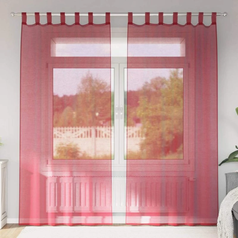 vidaXL Voile-gardiner 2 stk vinrød 140 x 225 cm med stanglommer
