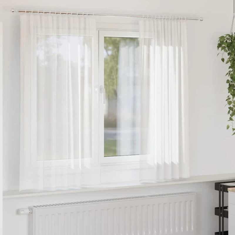 vidaXL Voile-Gardiner med Stanglommer 2 stk Hvid 140x140 cm