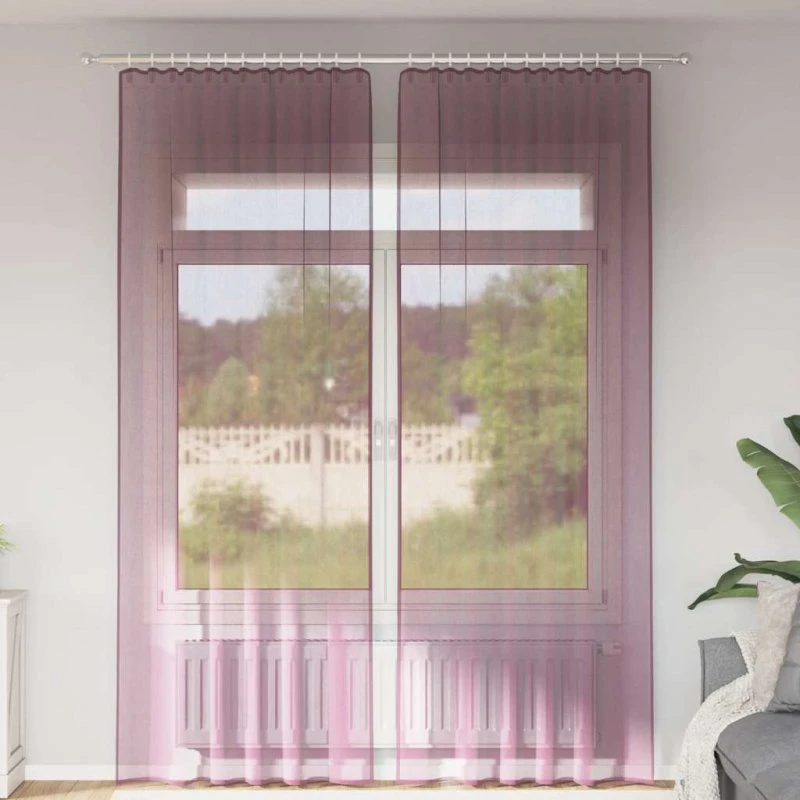 vidaXL Voile-gardiner med stanglommer 2 stk lilla