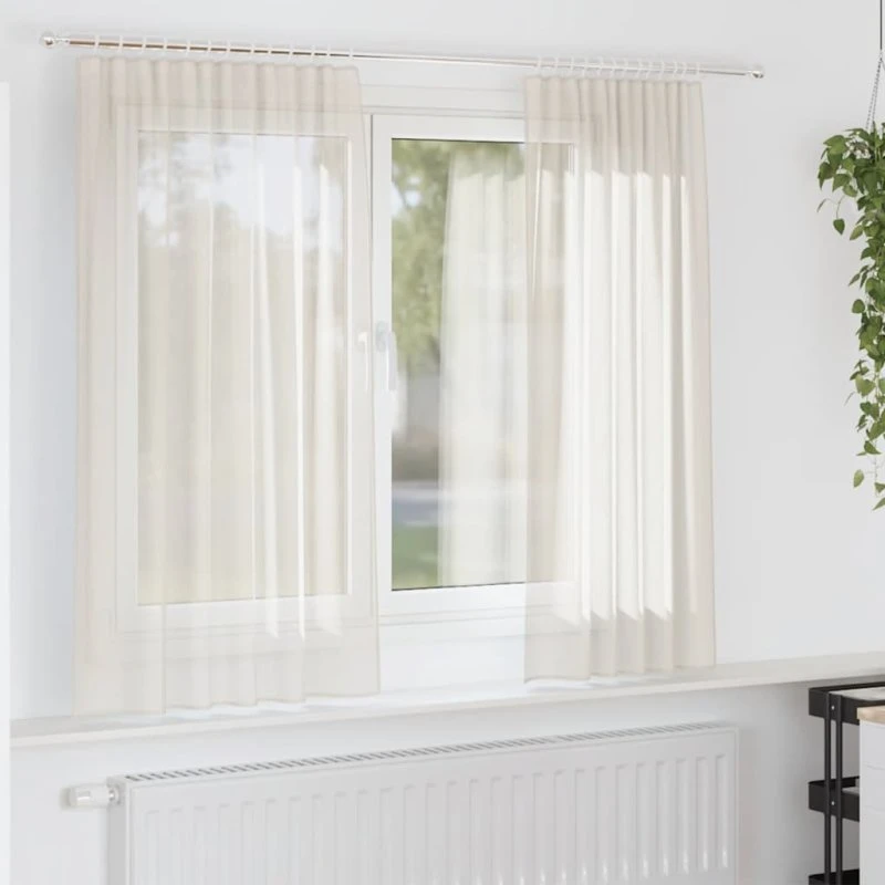 vidaXL Voile-gardiner med stanglommer 2 stk. cremefarvet