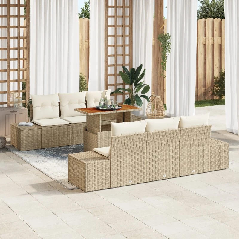 Have Spisebordssæt 7 Dele Beige og Creme 100 x 55 x 73 cm