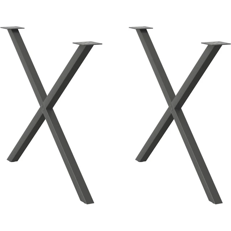 vidaXL X-formet spisebordsben 2 stk. antracit 90 x (72-73) cm stål