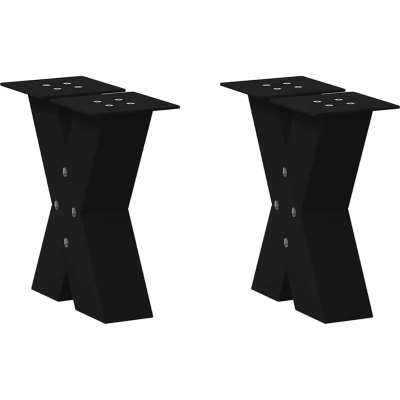 vidaXL X-Formet Sofabordsben 2 stk. Sort 30x(30-31) cm Stål